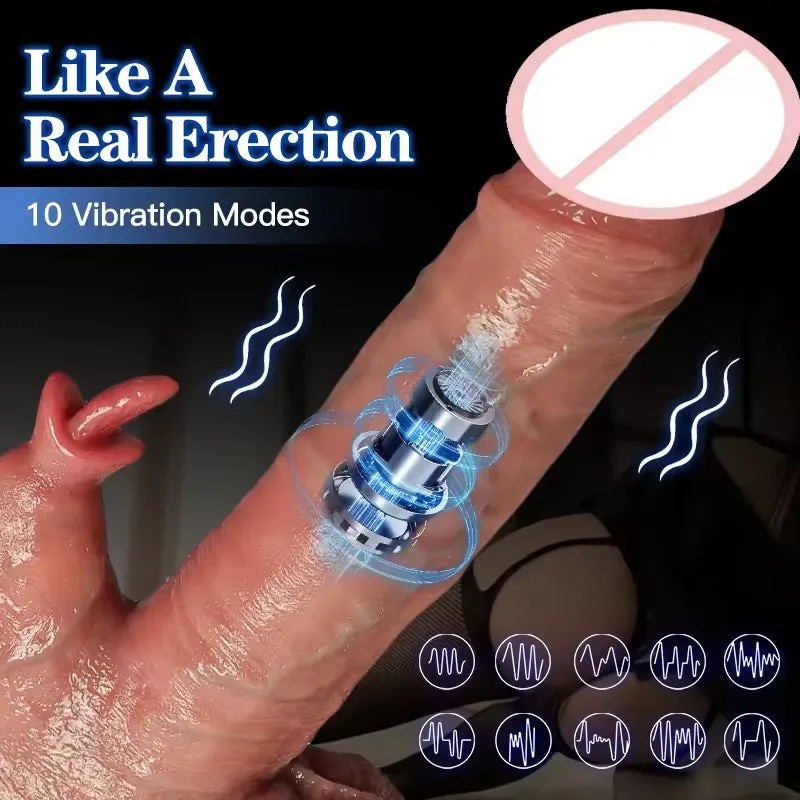 Realistic Dilido Thrusting G Spot Anal Vibrator Tongue Clit Licking Stimulator Female Sex Toy