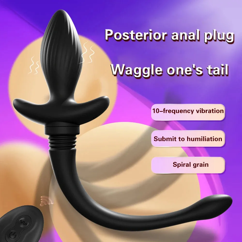 Remote Control Dog Tail Butt Plug - Vibrating Panties Anal Dildo Sex Toys