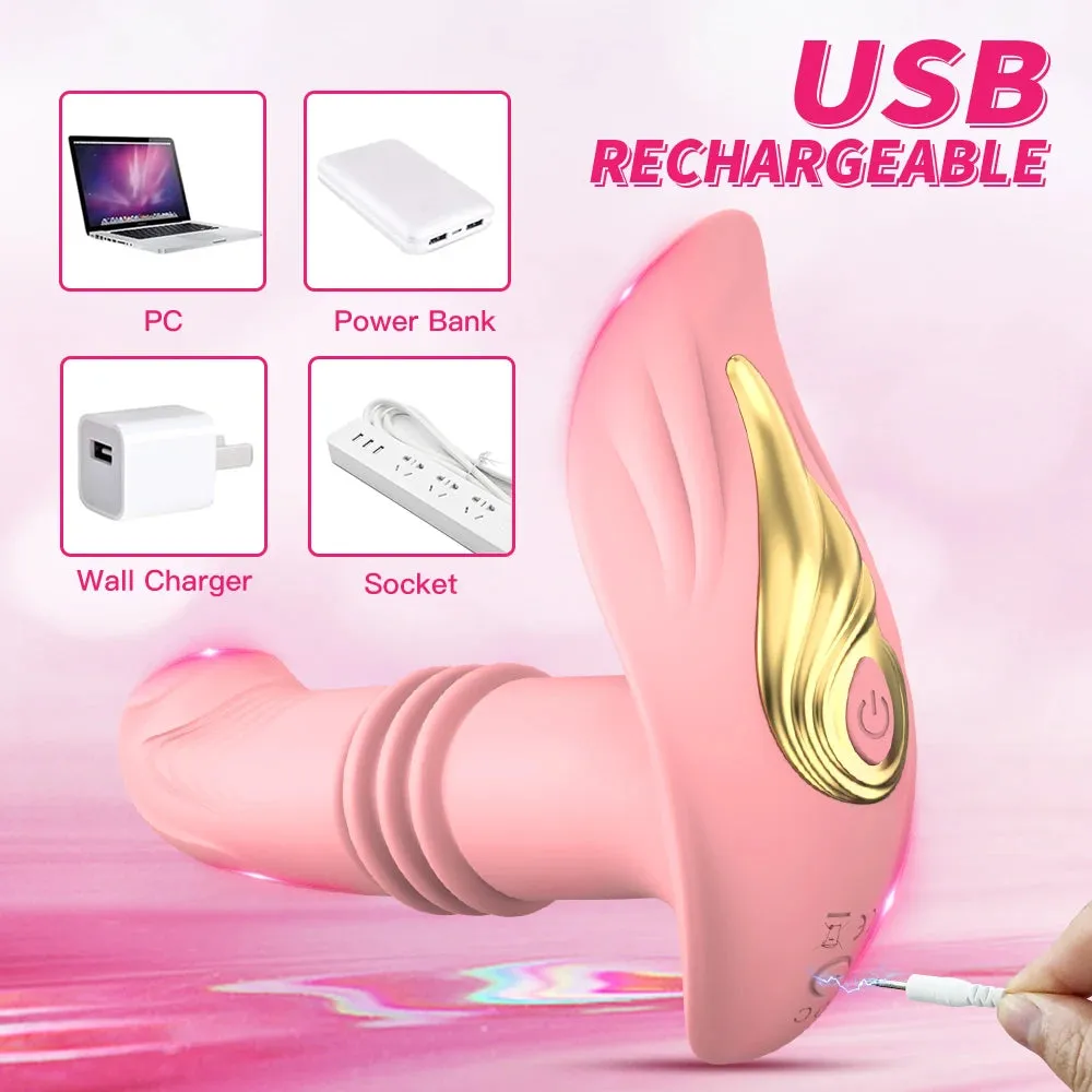 Remote Control Panty Thrusting Vibrator - G Spot Clit Stimulator Vibrating Anal Plug