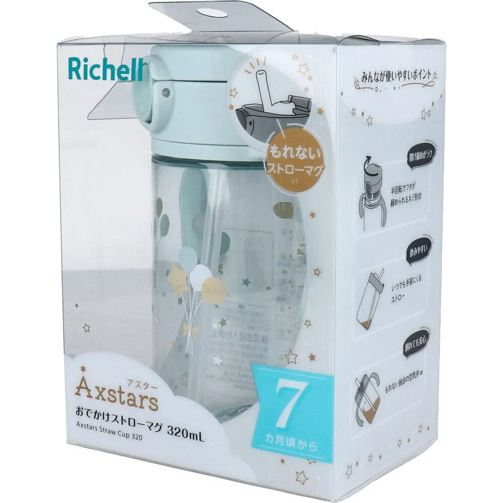Richell - Axstars Baby Straw Cup Clear Tritan Training Water Bottle Mug