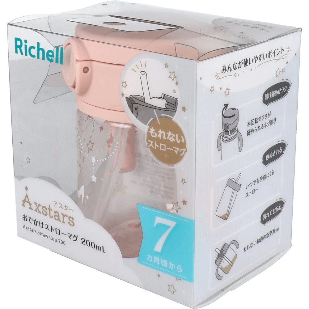 Richell - Axstars Baby Straw Cup Clear Tritan Training Water Bottle Mug