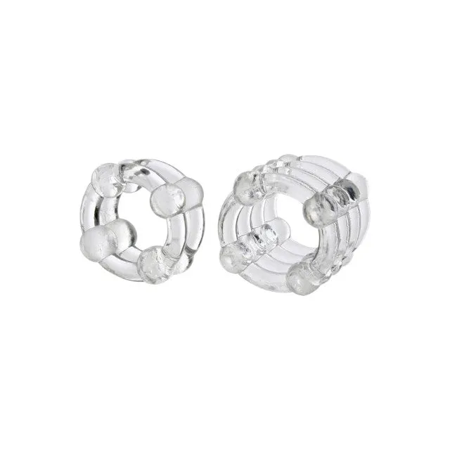Set 2 inele pentru penis CALEXOTICS Colt Enhancer Rings. din TPE. design cu bile pentru stimulare. transparent