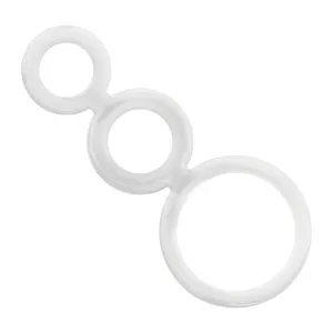 Set 3 inele pentru penis conectate ADDICTED TOYS Rings Set. din TPR. diametre progesive 2.8 - 5 cm. alb transparent