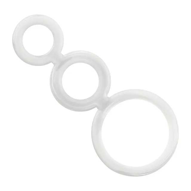 Set 3 inele pentru penis conectate ADDICTED TOYS Rings Set. din TPR. diametre progesive 2.8 - 5 cm. alb transparent