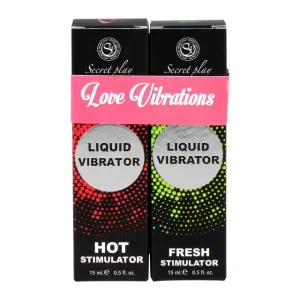 Set geluri SECRET PLAY Love Vibrations. unisex. pentru intensificarea orgasmului. cu efecte de răcire și încălzire. 2 x 15 ml