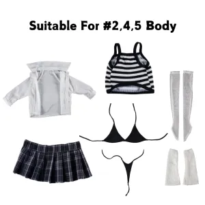 Sexy Dolls Outfits White Shirt Hot Student School Uniform (For #2.4.5 body)