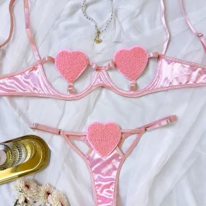 Softcore Fantasy Heart Satin Lingerie Set
