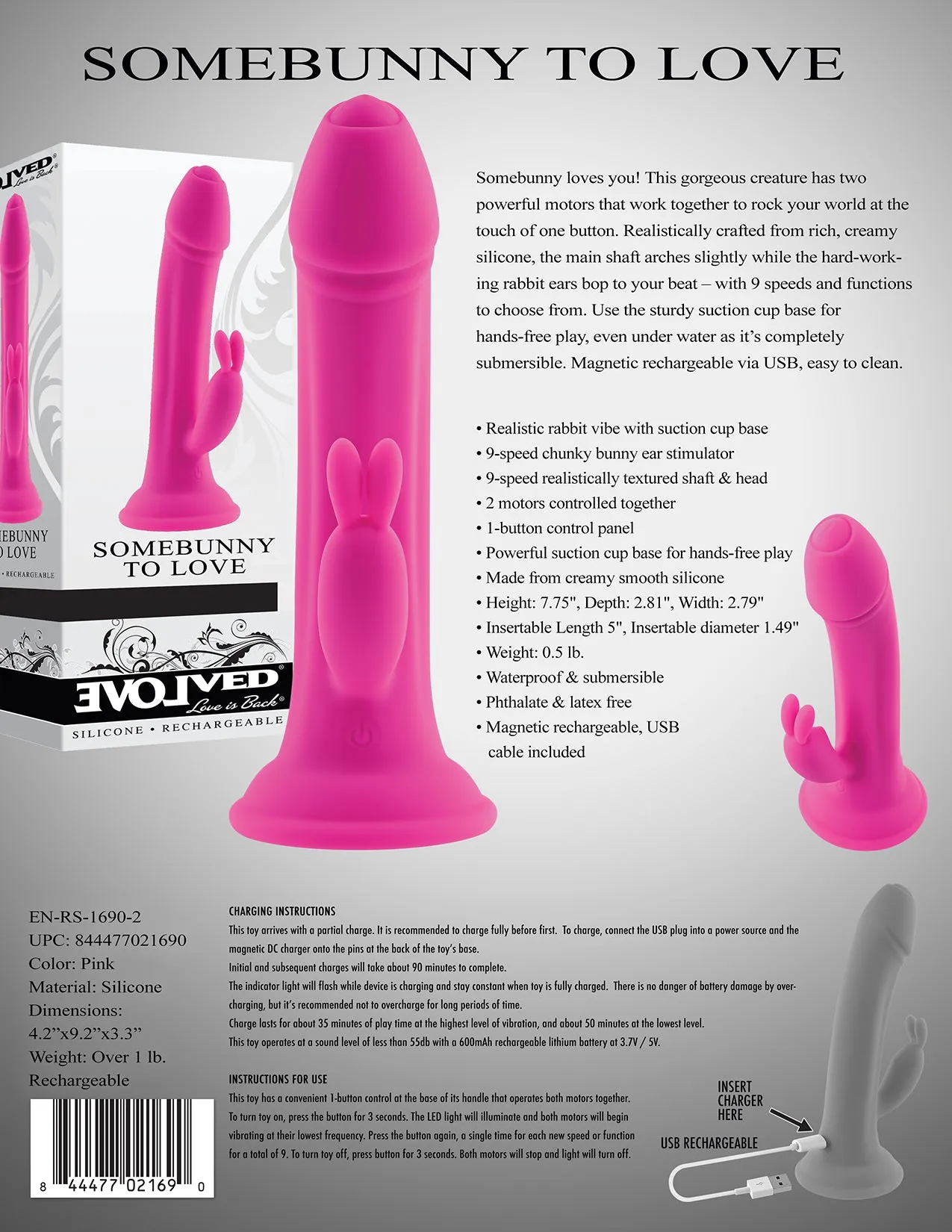 Somebunny To Love - Realistic Rabbit Vibe With Suction Cup Base
