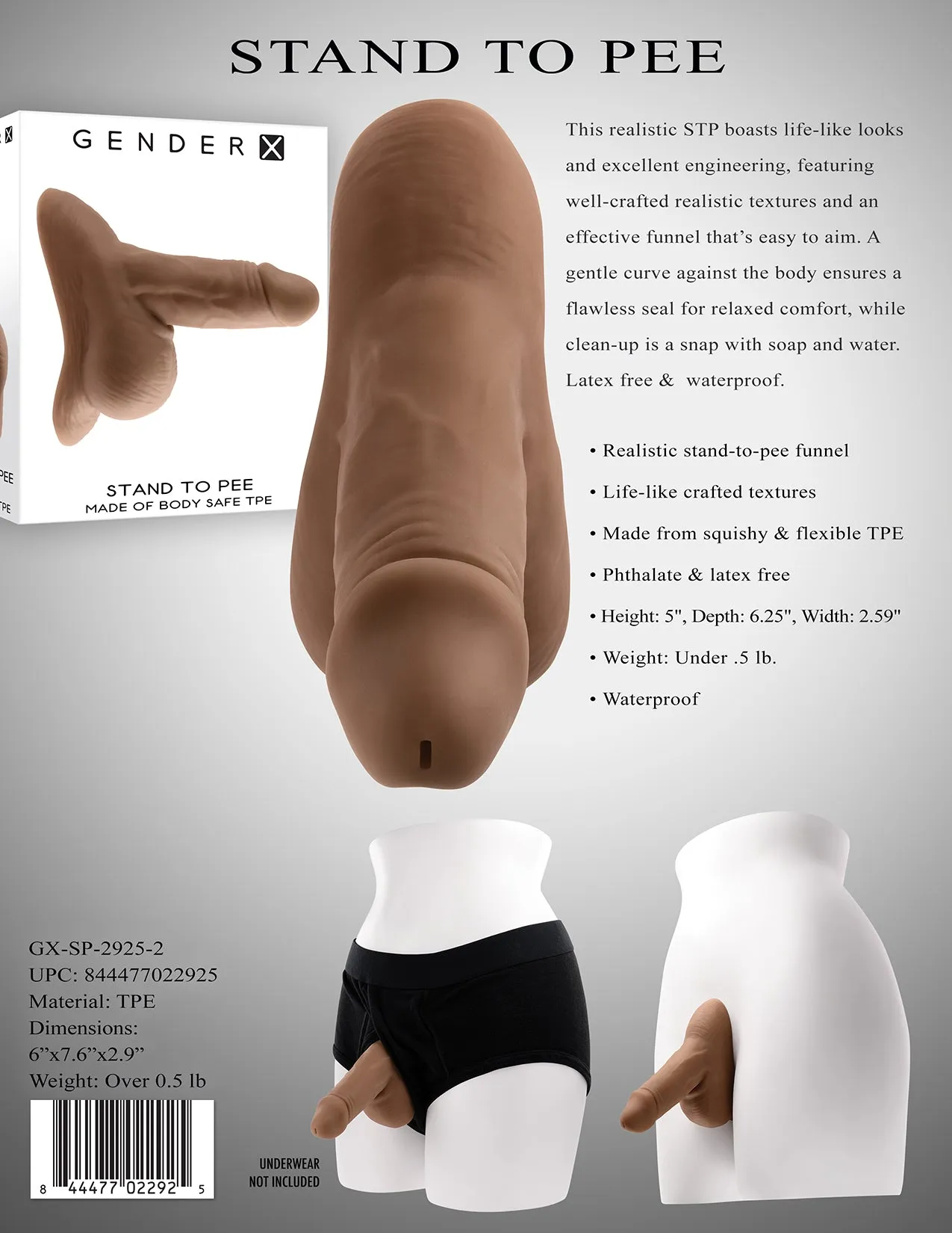 Stand to Pee TPE. Dark - Realistic Stand To Pee Funnel
