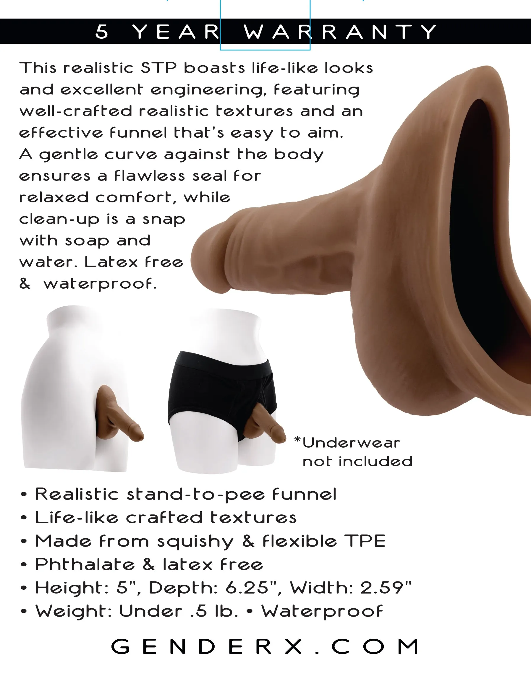 Stand to Pee TPE. Dark - Realistic Stand To Pee Funnel