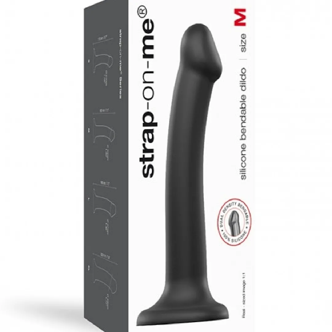 Strap-On-Me Semi-Realistic Medium Silicone Dildo - Black