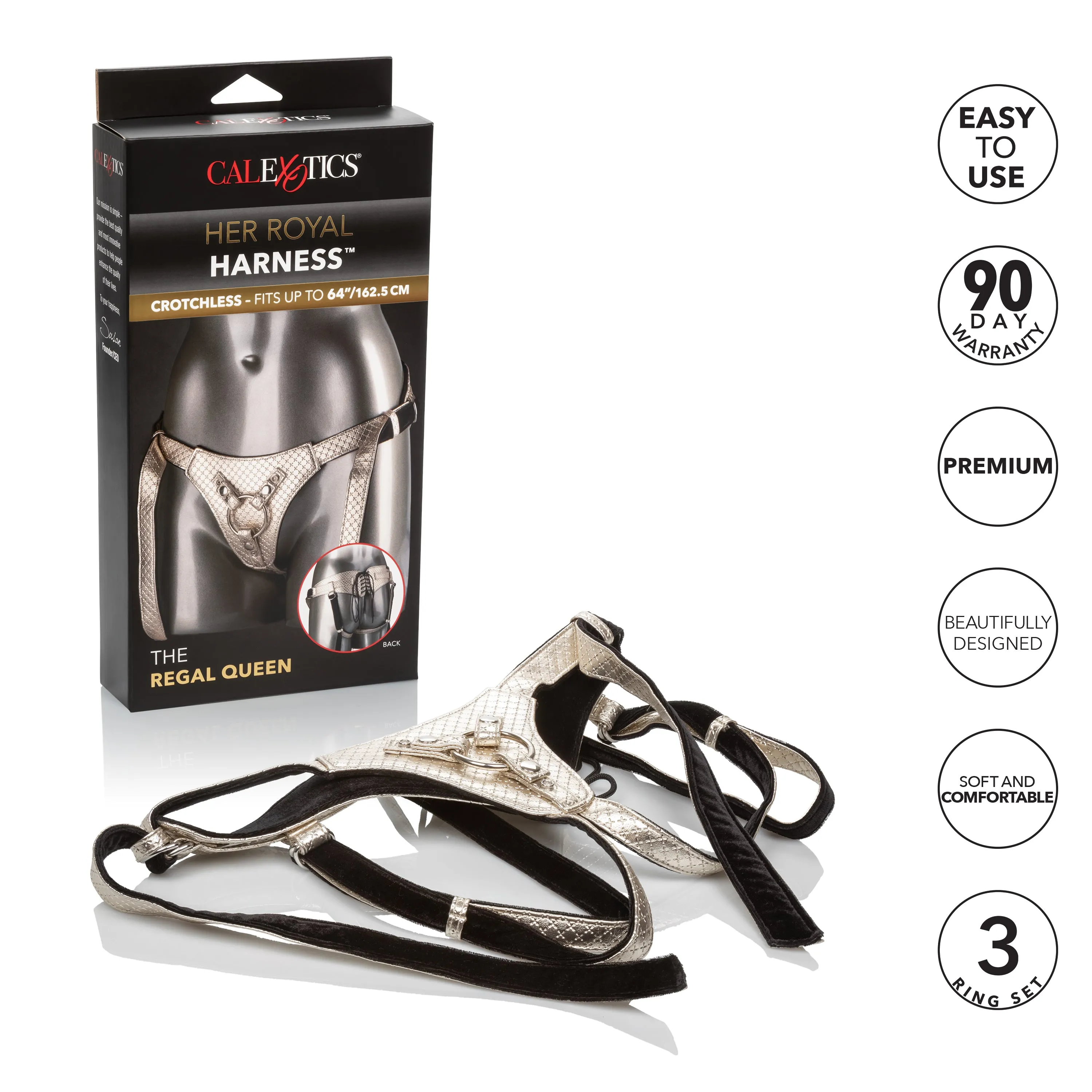 The Regal Queen Strap-on Harness - Gold