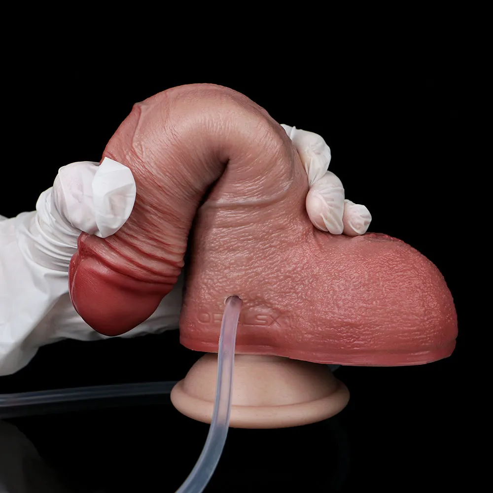Thick Realistic Dildo Inflatable Ejaculating Butt Plug - Small Glans Lifelike Silicone Anal Sex Toys