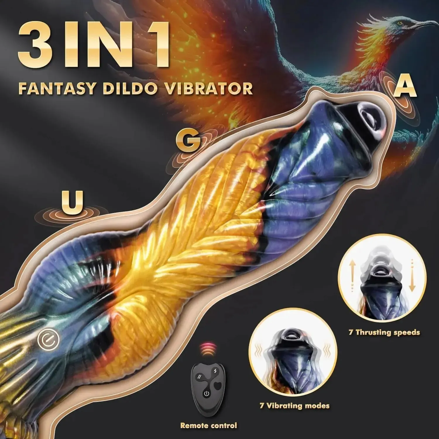 Thrusting Monster Dildos Anal Plug - Remote Control Fantasy Vagina Anal Adult Stroker