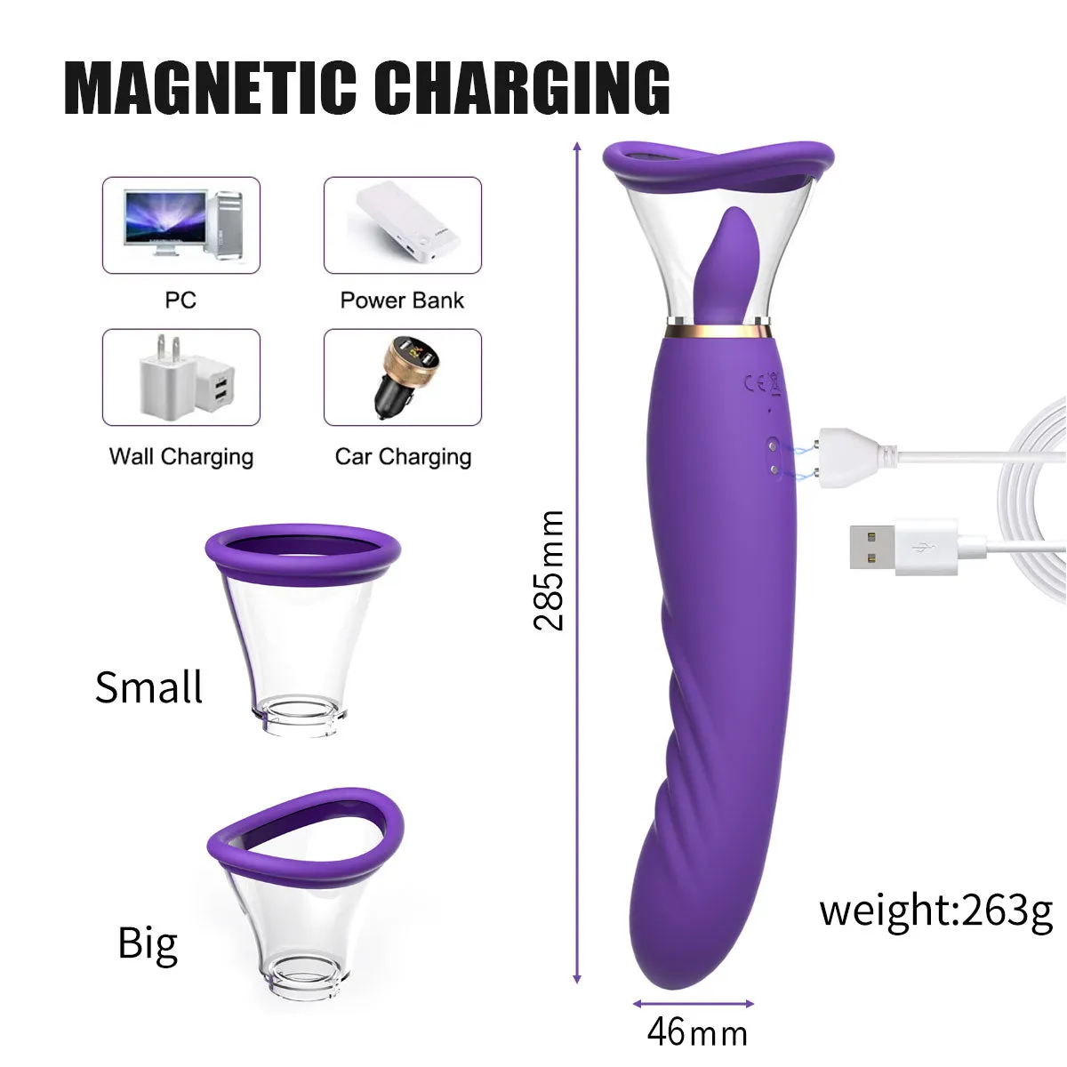 Tongue Clit Clamp Anal Dildo - Breast Nipple Sucking G Spot Women Vibrator