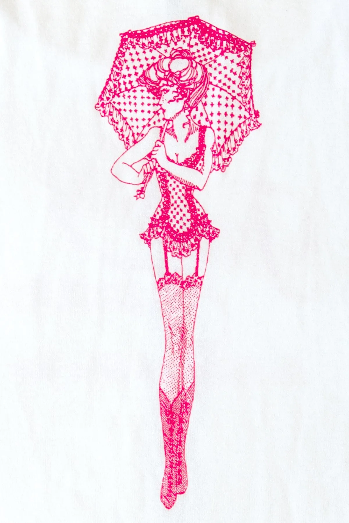 Trashy Lace-Up Ruffle Tank Top (Small Parasol Girl Print)