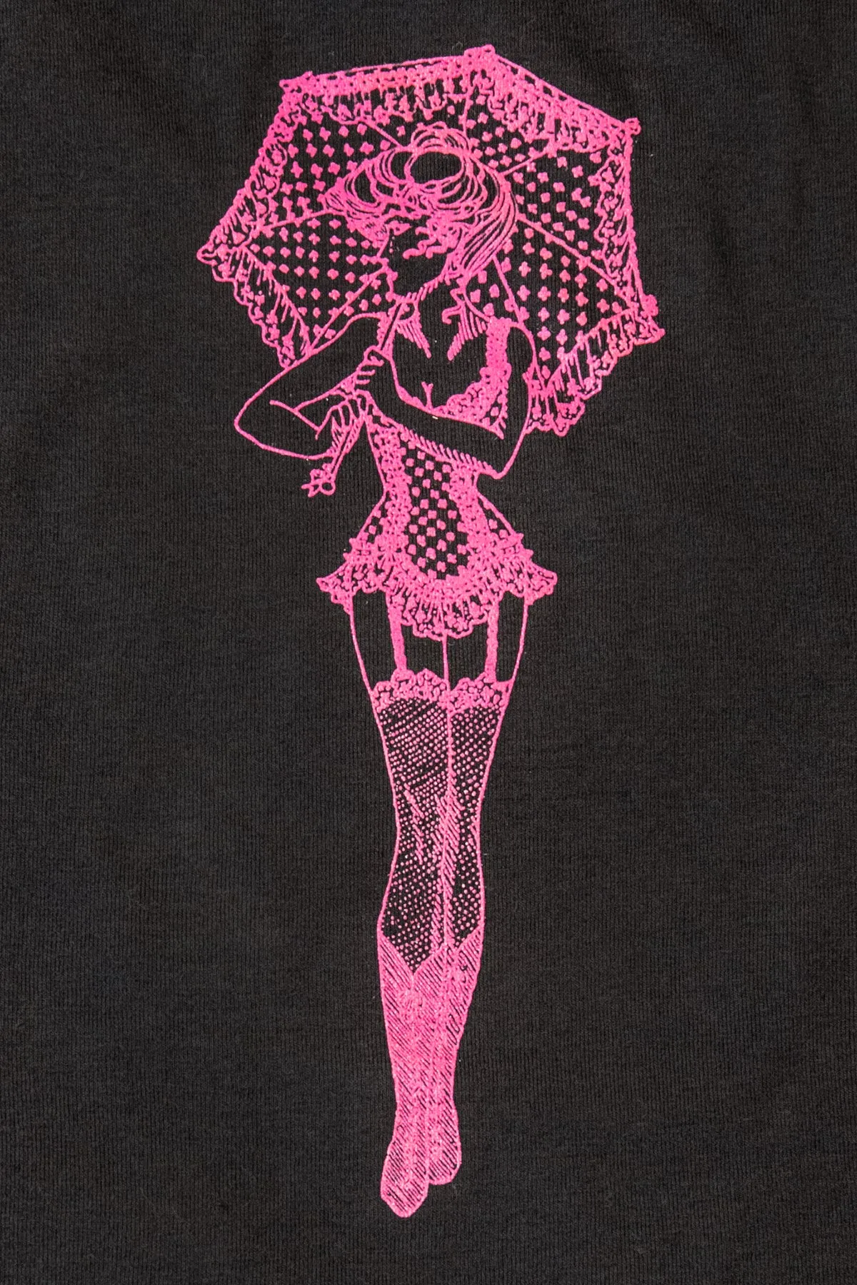 Trashy Lace-Up Ruffle Tank Top (Small Parasol Girl Print)