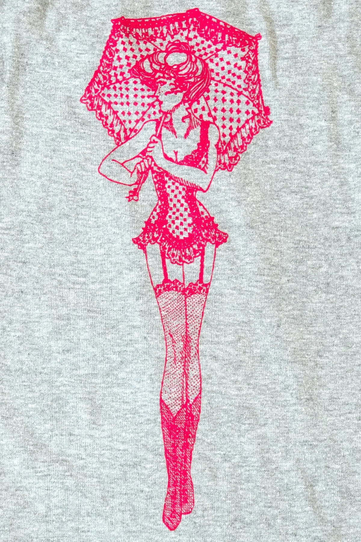 Trashy Lace-Up Ruffle Tank Top (Small Parasol Girl Print)