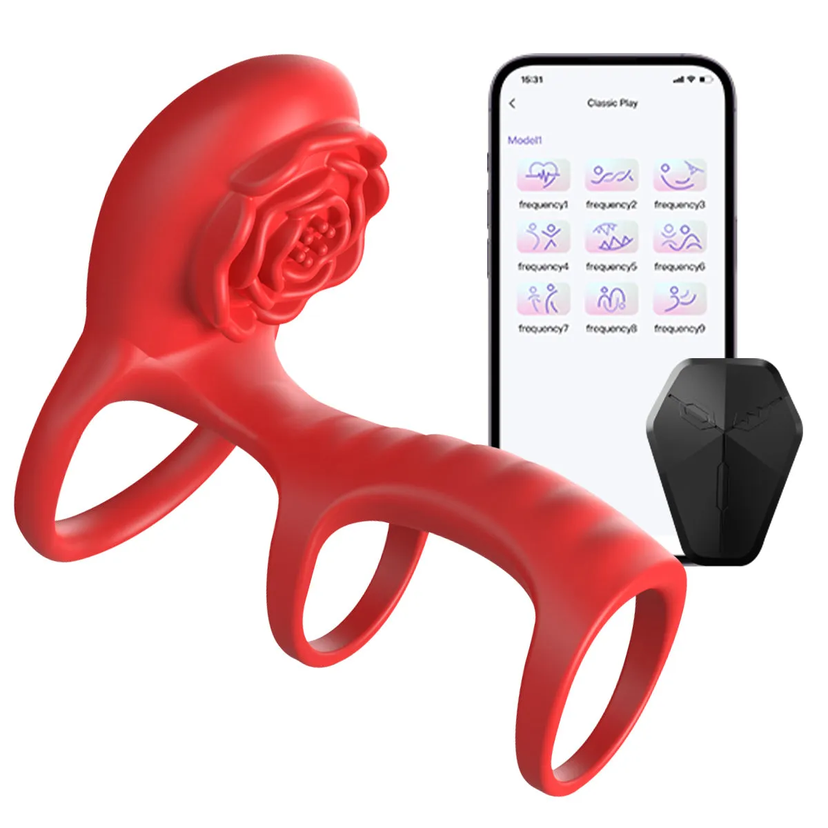 Triple Vibrating Cock Ring Couple Sex Toys - APP Remoter Control Clit Stimulator Rose Toy