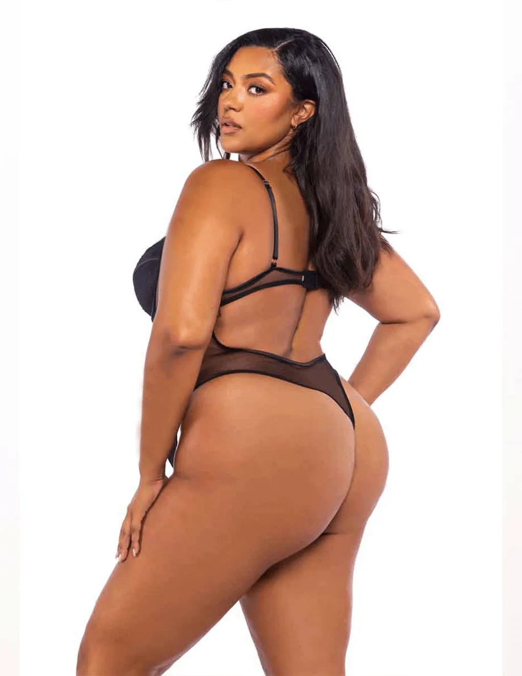 Underwire Lace Plunge Teddy w. Boning