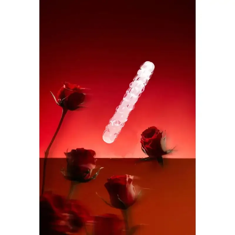 Unisex Transparent Spiked Glass Butt Plug With Geometric Bubbles Design