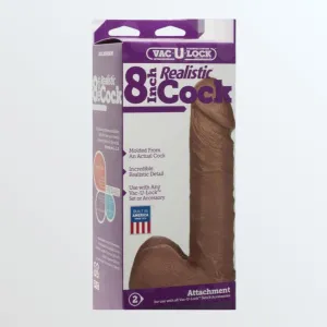 Vac-U-Lock 8 Realistic Brown Cock for Harnesses