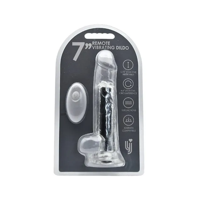 Vibrator LOVING JOY 7 Remote Vibrating Dildo. cu telecomandă și ventuză pentru fixare. 10 funcții de vibrație. transparent