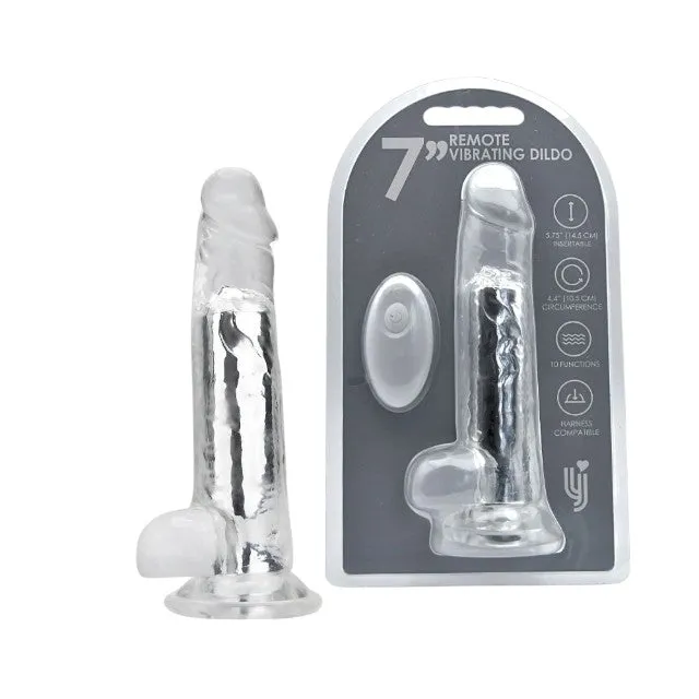 Vibrator LOVING JOY 7 Remote Vibrating Dildo. cu telecomandă și ventuză pentru fixare. 10 funcții de vibrație. transparent
