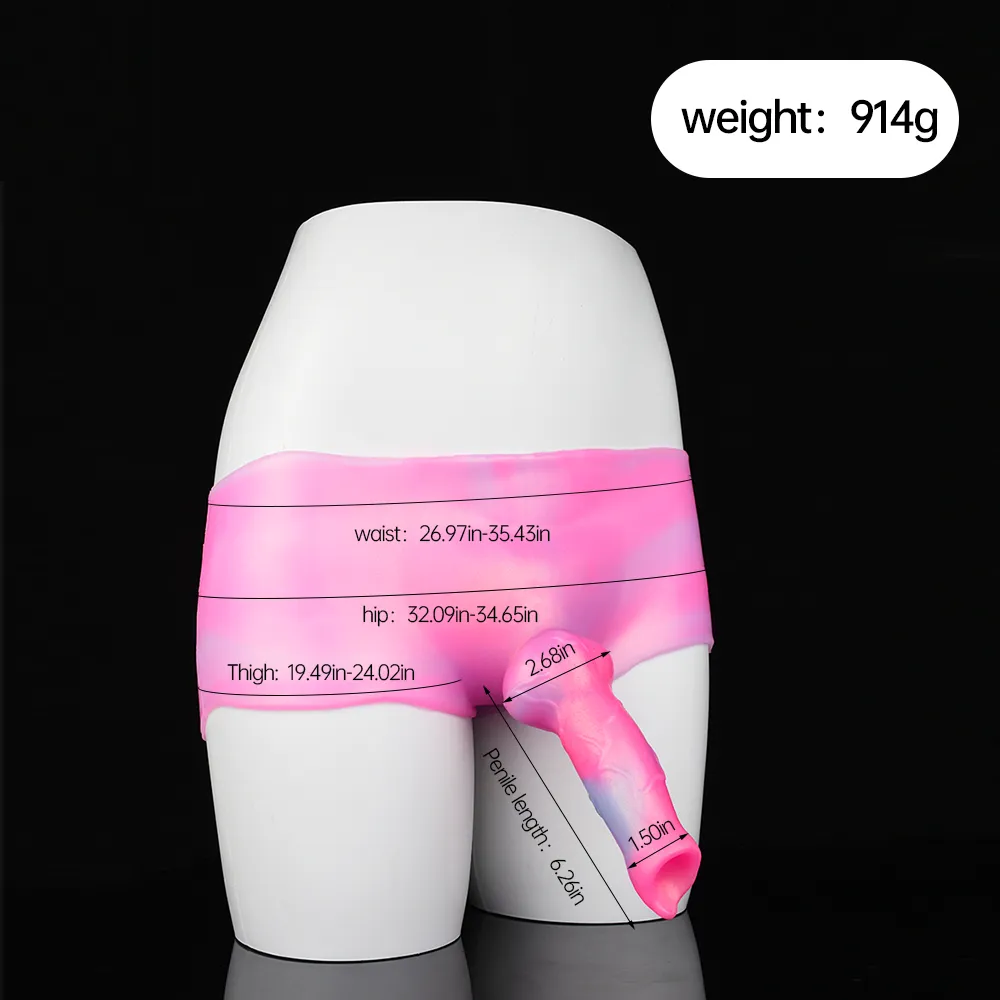 Wearable Strap-on Dildo Pants - Pink Fantasy Dildos Box Brief Sex Toys for Women Lesbian
