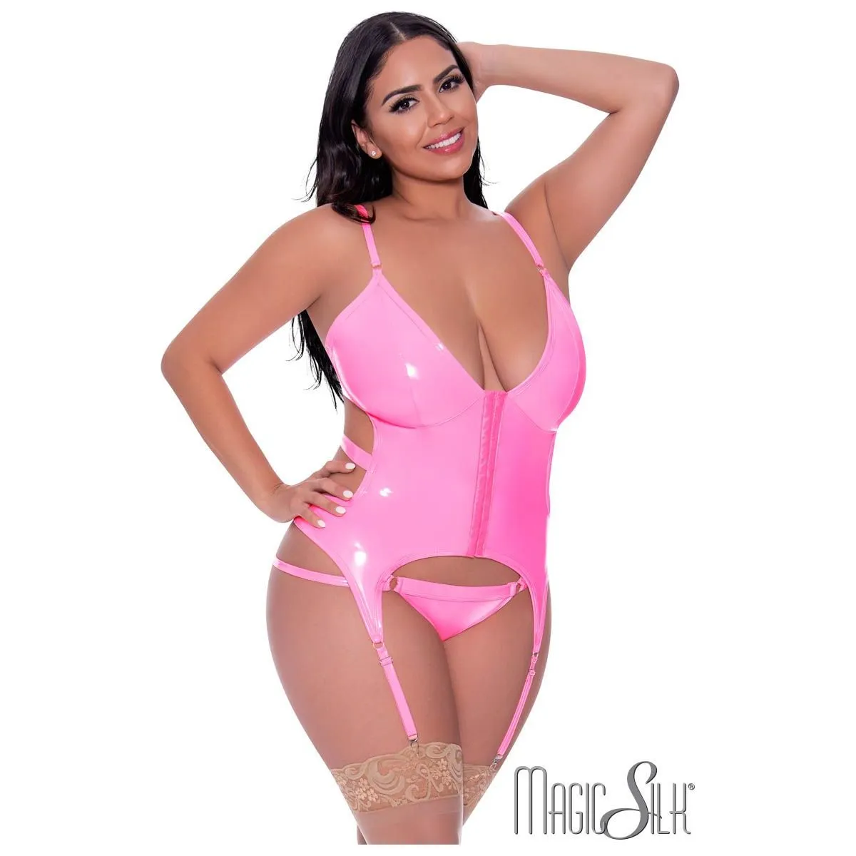 Wet Look Bustier by Magic Silk